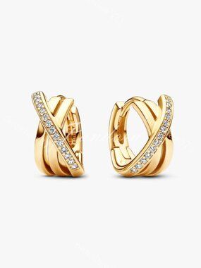 Pandora Crossover Pavé Hoop Earrings
